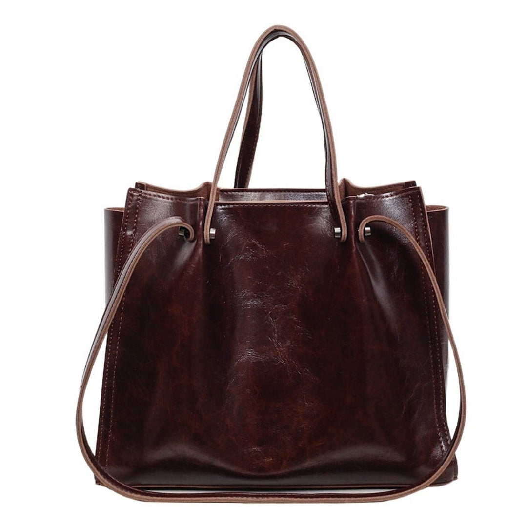 Women's Vegan Leather Minimalist Crossbody Laptop Bag in Kastanienbraun
