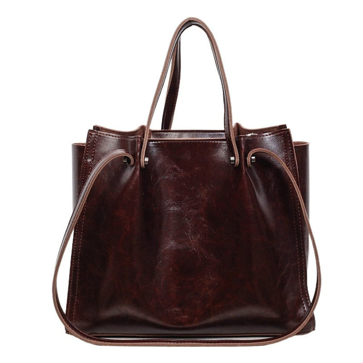 Women's Vegan Leather Minimalist Crossbody Laptop Bag in Kastanienbraun