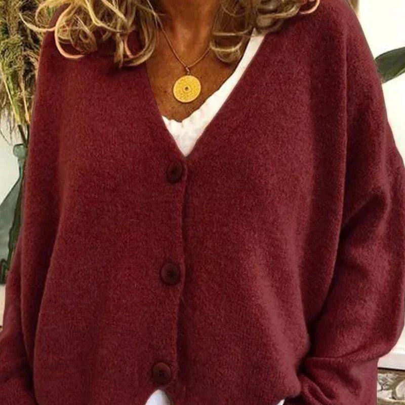 Women's Versatile Knit Cardigan for Everyday in Burgund
