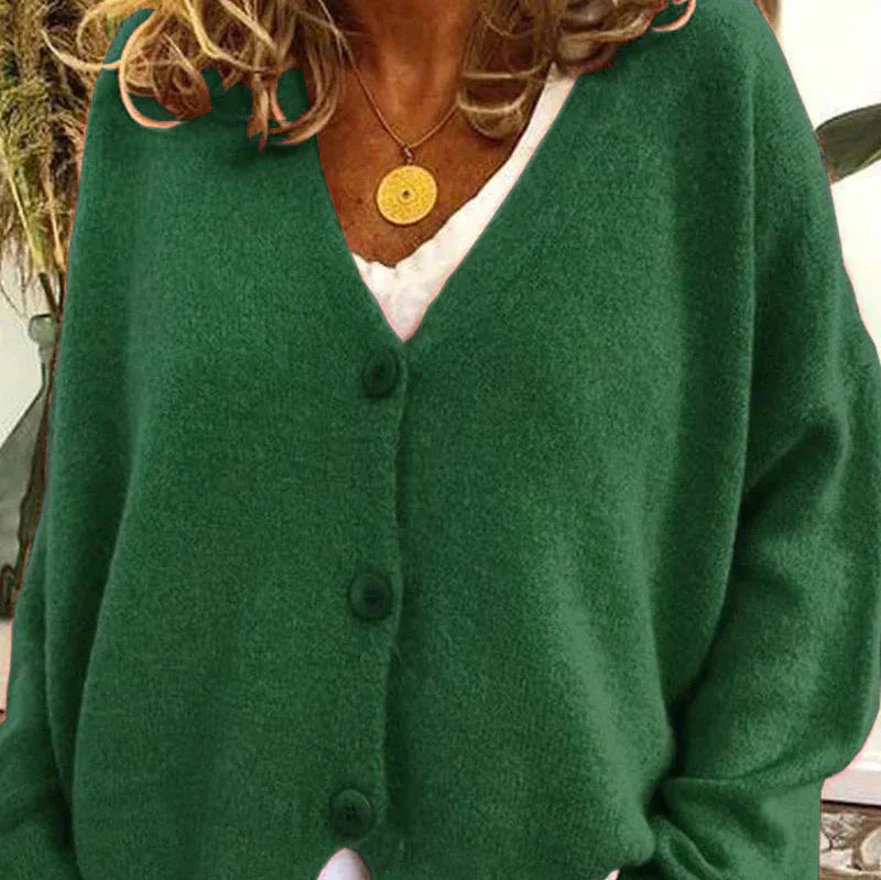 Women's Versatile Knit Cardigan for Everyday in Dark Green