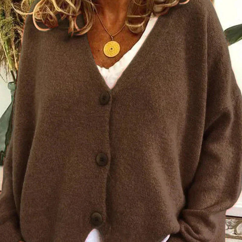 Women's Versatile Knit Cardigan for Everyday in Kaffee