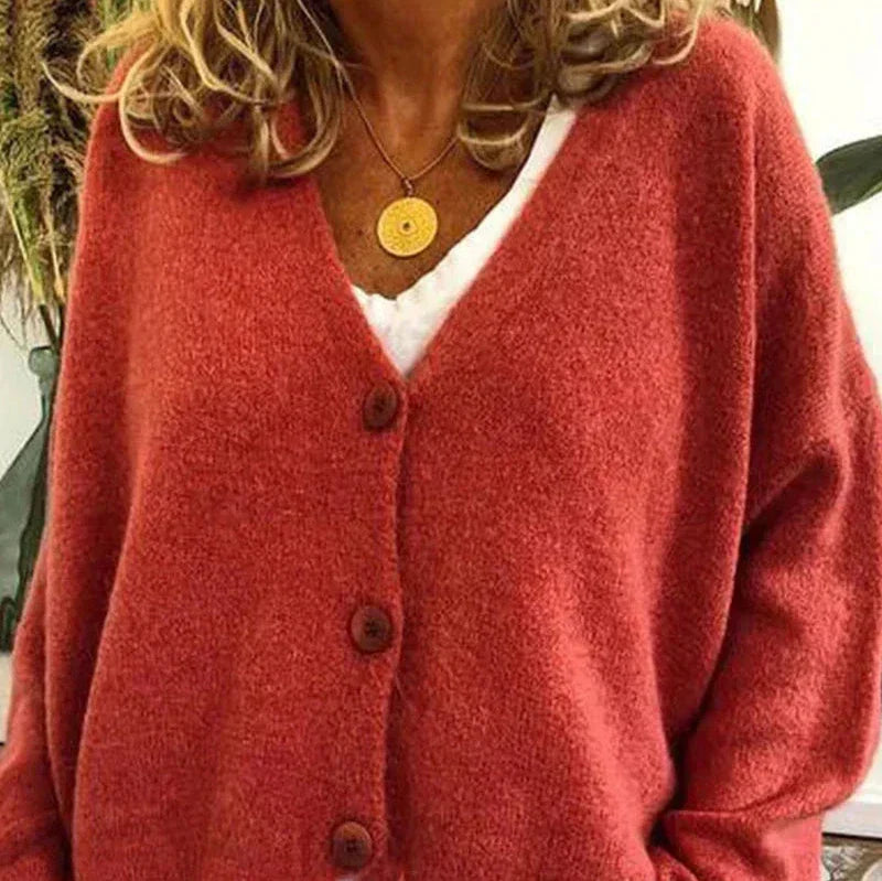 Women's Versatile Knit Cardigan for Everyday in Mandarine-Orange