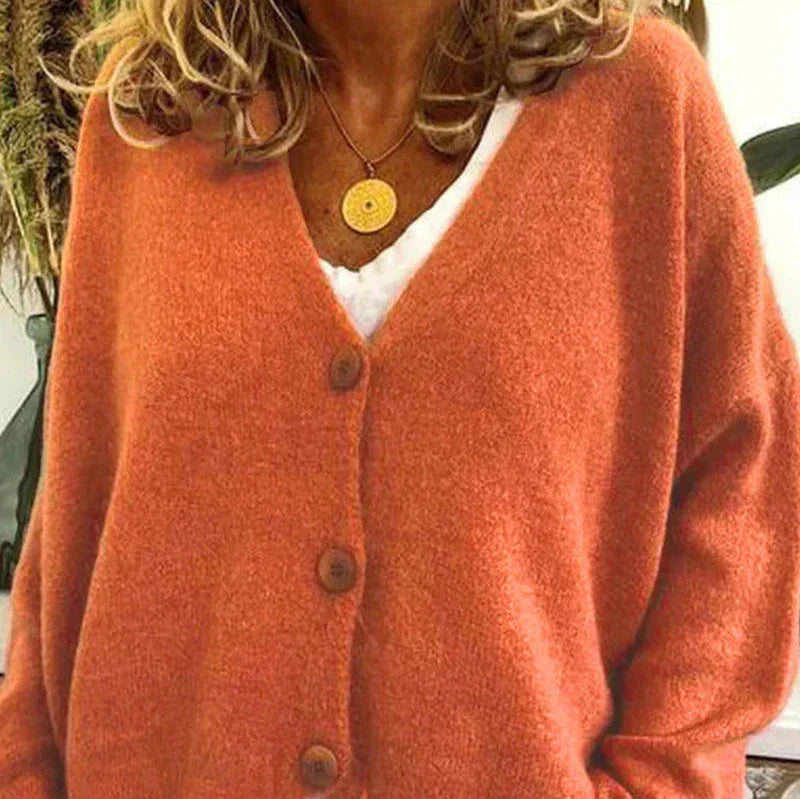 Women's Versatile Knit Cardigan for Everyday in Orange