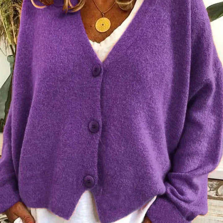 Women's Versatile Knit Cardigan for Everyday in Purple