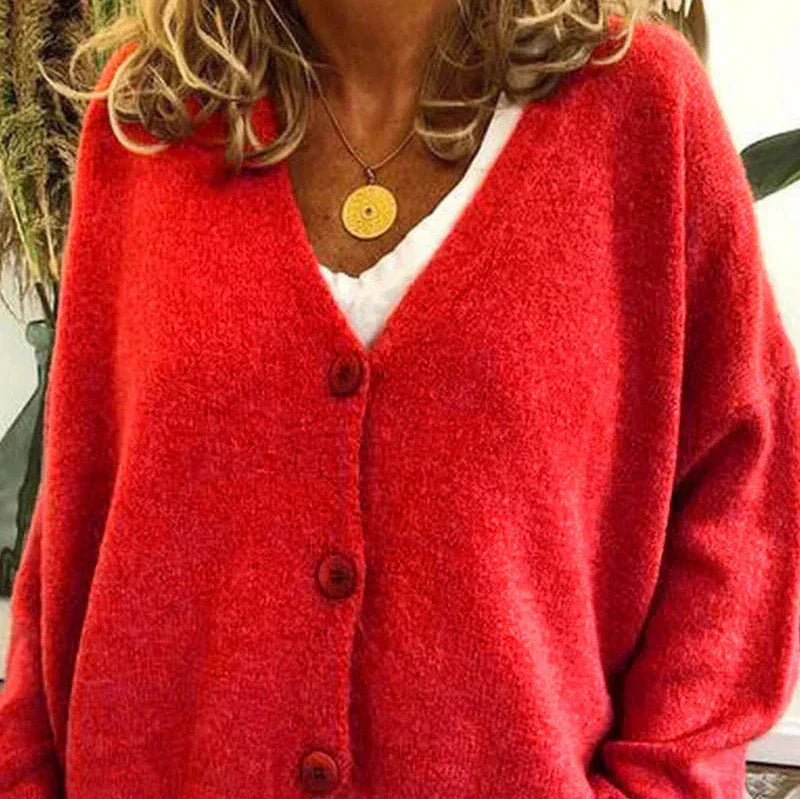 Women's Versatile Knit Cardigan for Everyday in Red