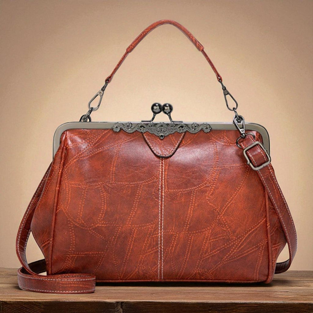 Women's Vintage Celestial Embossed Tote Bag in Brown