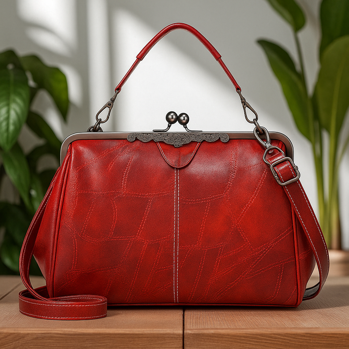 Women's Vintage Celestial Embossed Tote Bag in Red