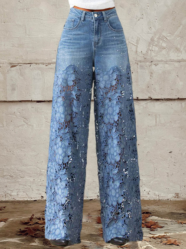 Women's Vintage Lace Patchwork Jeans