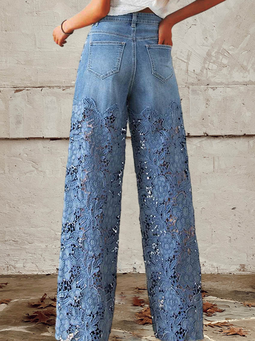 Women's Vintage Lace Patchwork Jeans (3)