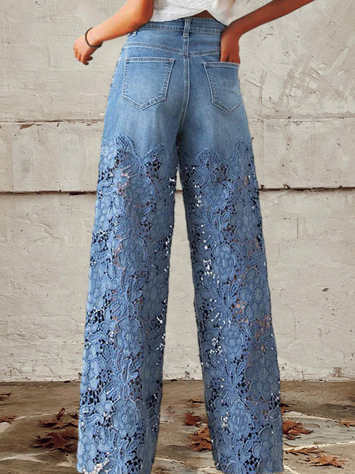 Women's Vintage Lace Patchwork Jeans (3)