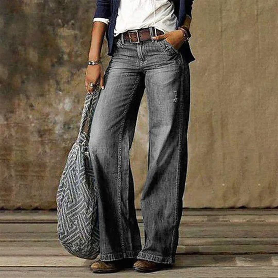 Women's Vintage Wide-Leg Jeans in Light Grey