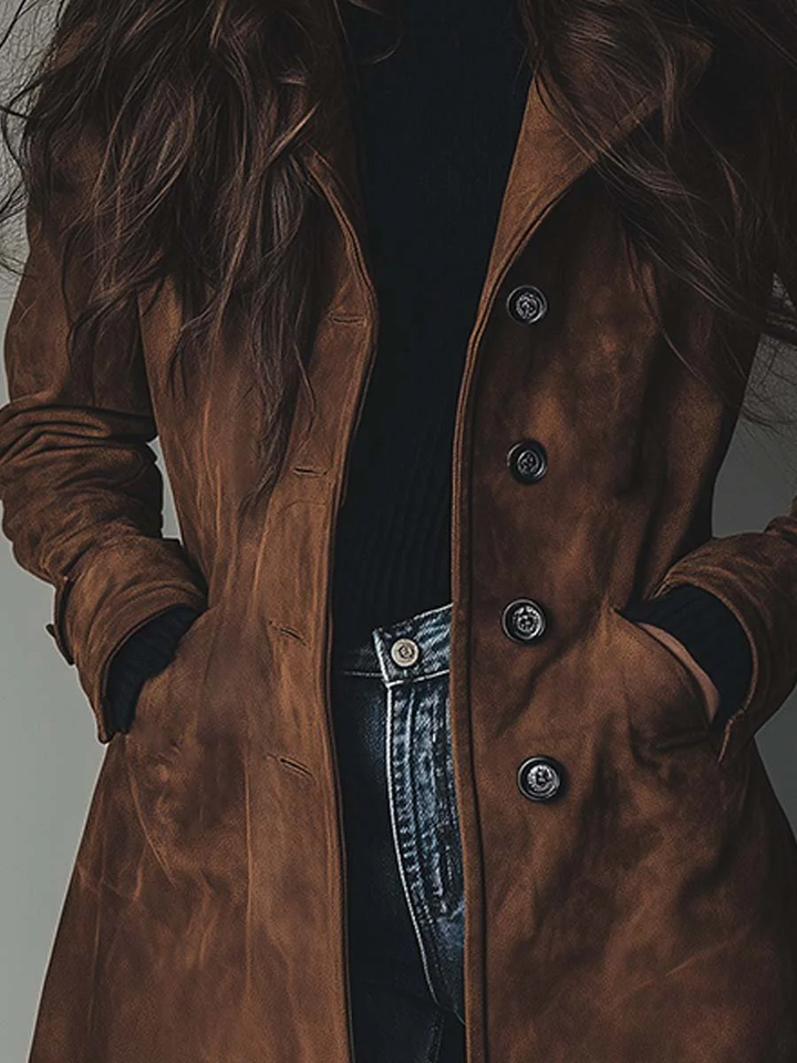 Women's Vintage Winter Coat in Classic Trench Style (3)