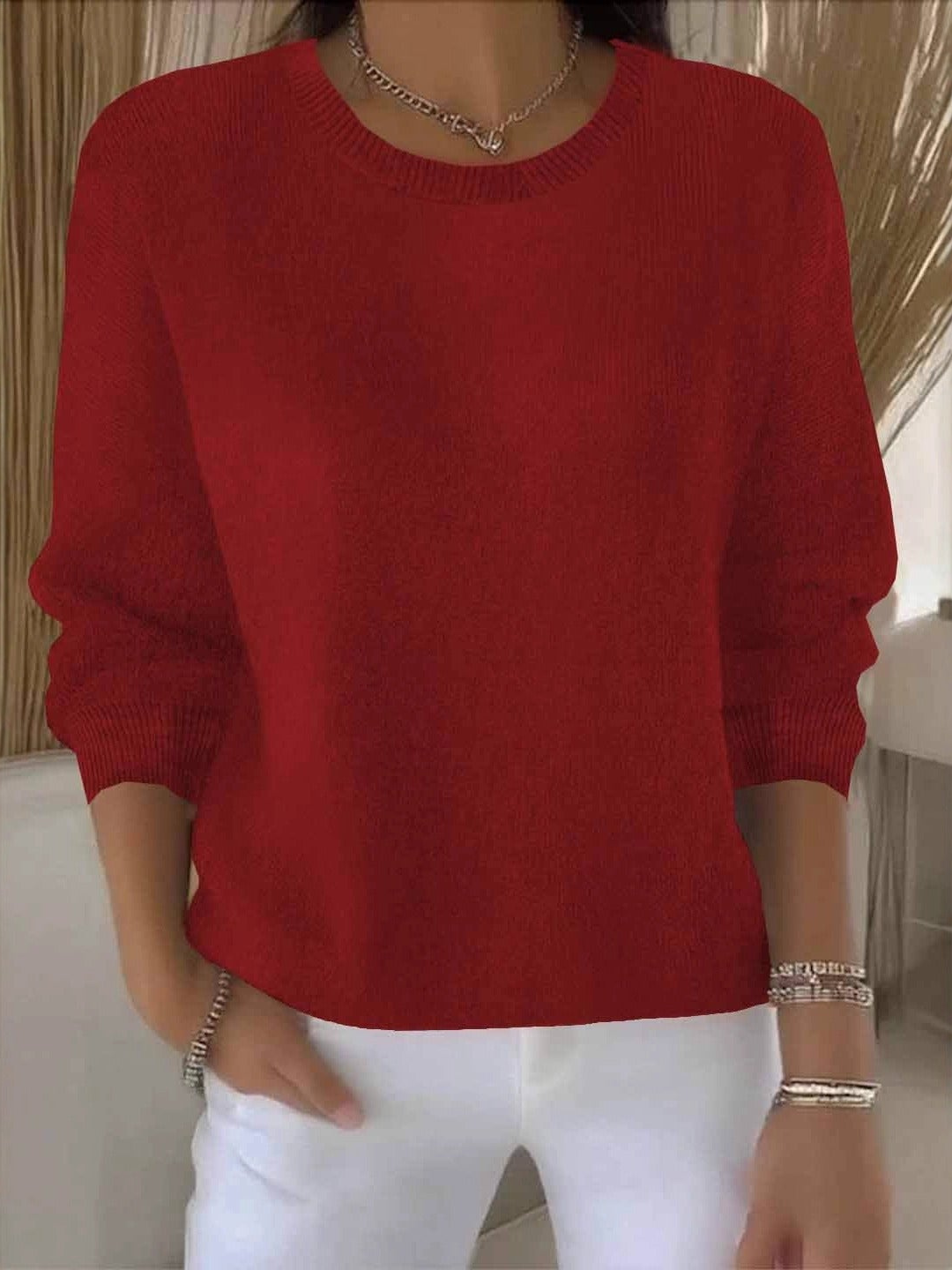 Women's Warm Elegant Christmas Cardigan in Red