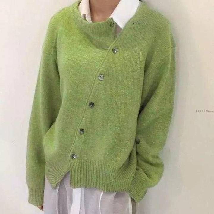 Women's Warm Puffer Jacket with Button Detail in Green