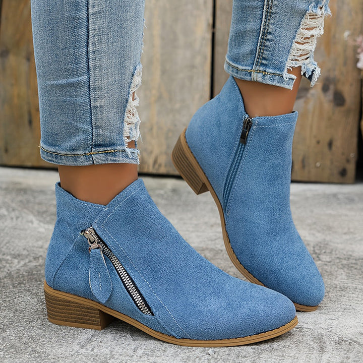 Women's Waterproof Ankle Boots for Autumn in Blue