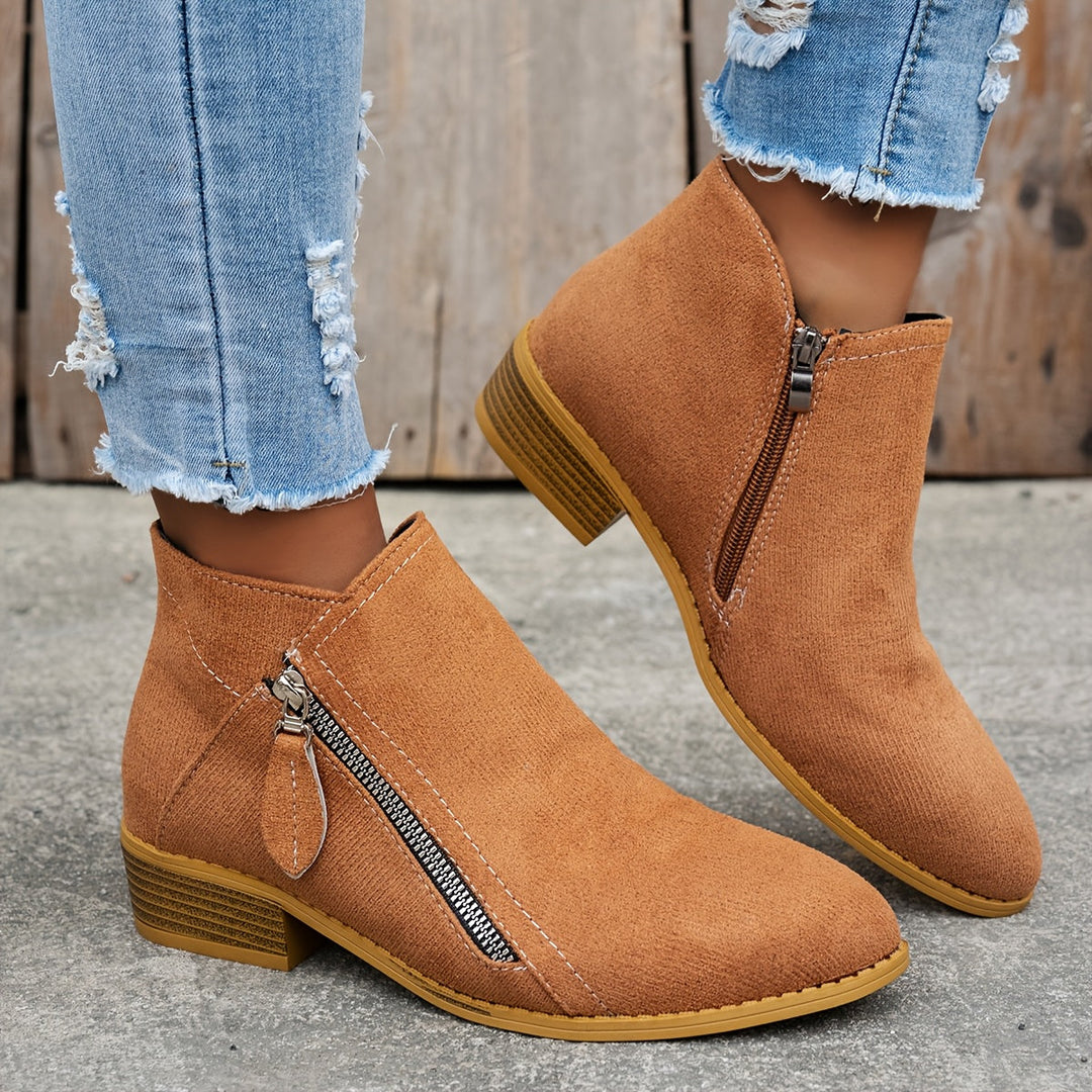 Women's Waterproof Ankle Boots for Autumn in Light Brown
