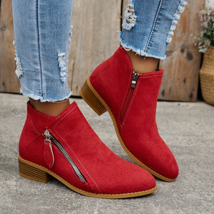 Women's Waterproof Ankle Boots for Autumn in Red