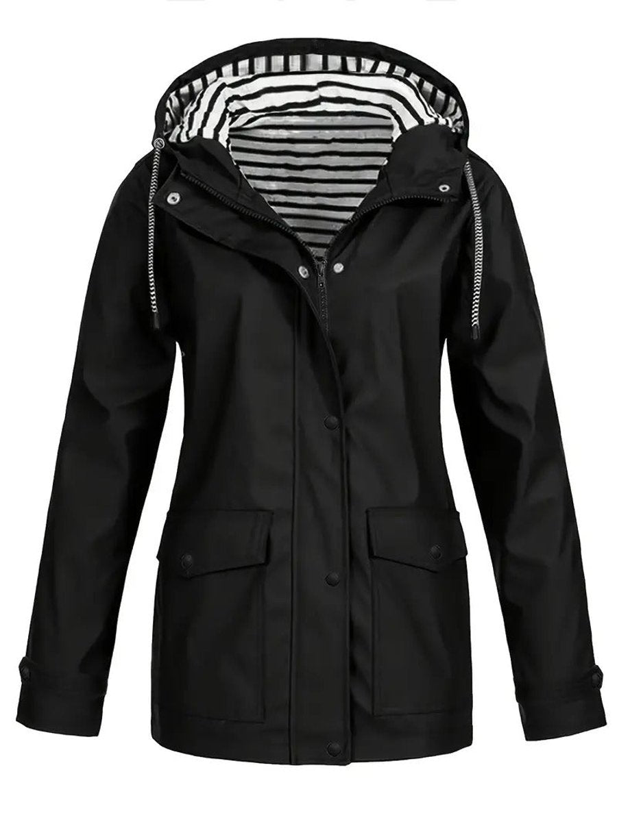 Women's Waterproof Jacket for Autumn Commutes in Black