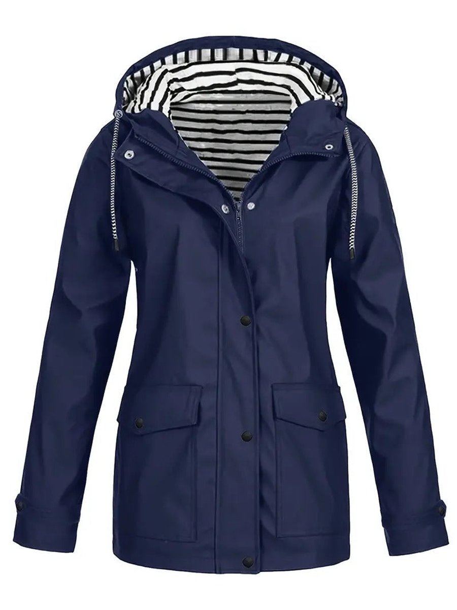 Women's Waterproof Jacket for Autumn Commutes in Navy Blue