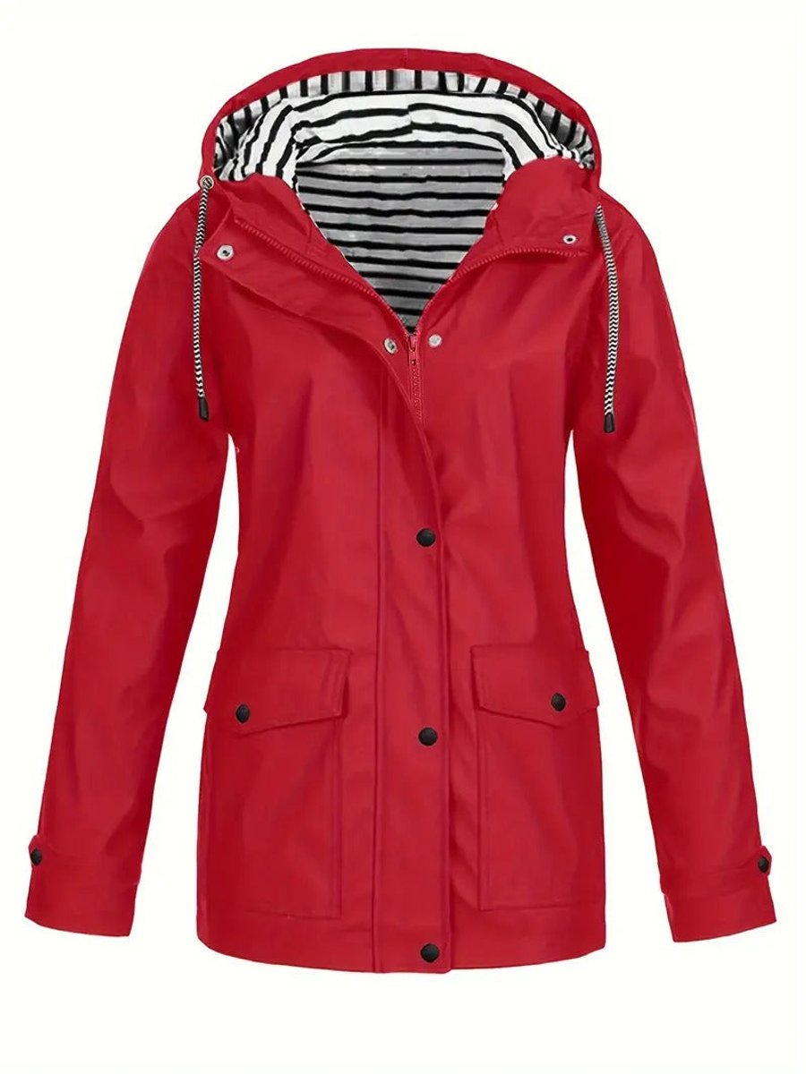 Women's Waterproof Jacket for Autumn Commutes in Red