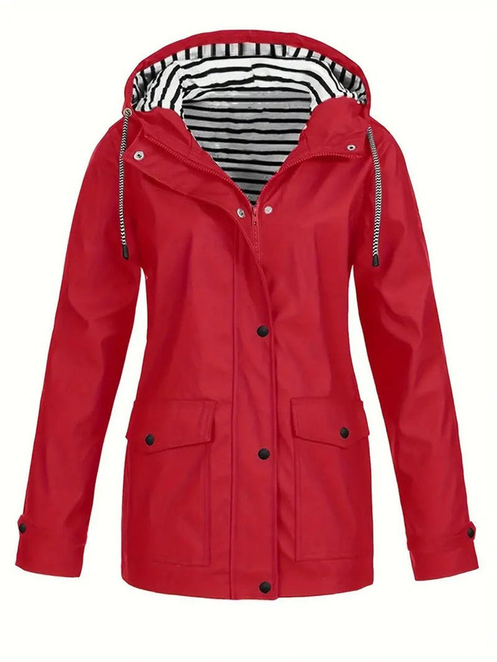 Women's Waterproof Jacket for Autumn Commutes in Red