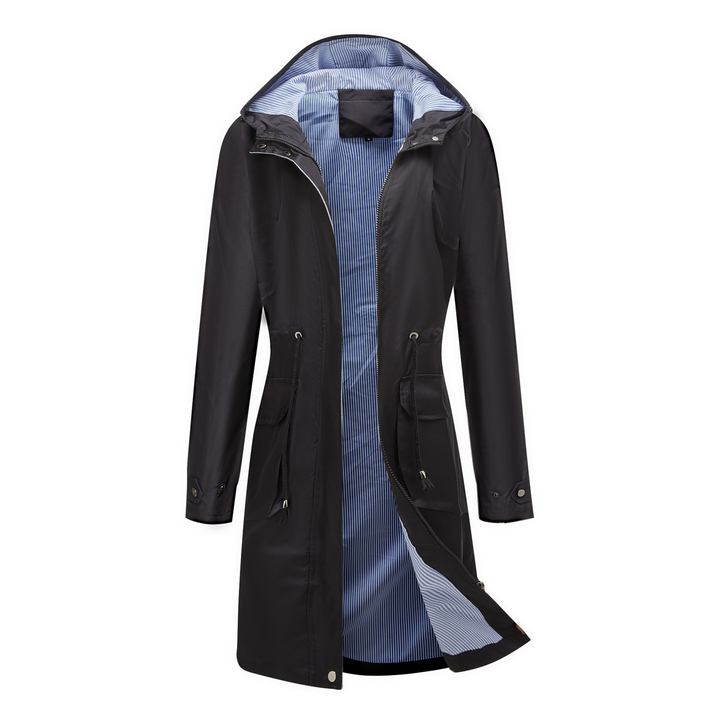 Women's Waterproof Jacket in Classic Trench Style in Black