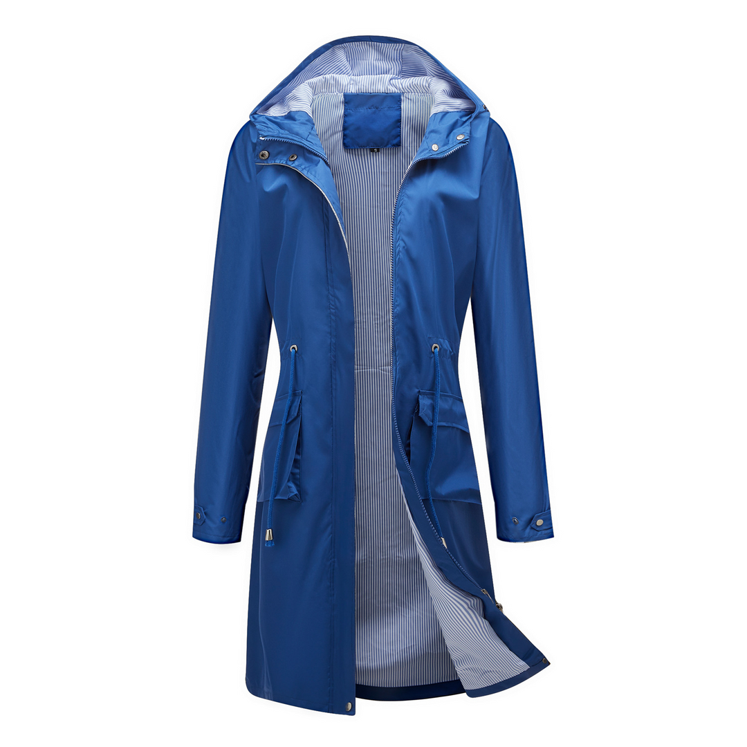 Women's Waterproof Jacket in Classic Trench Style in Blue