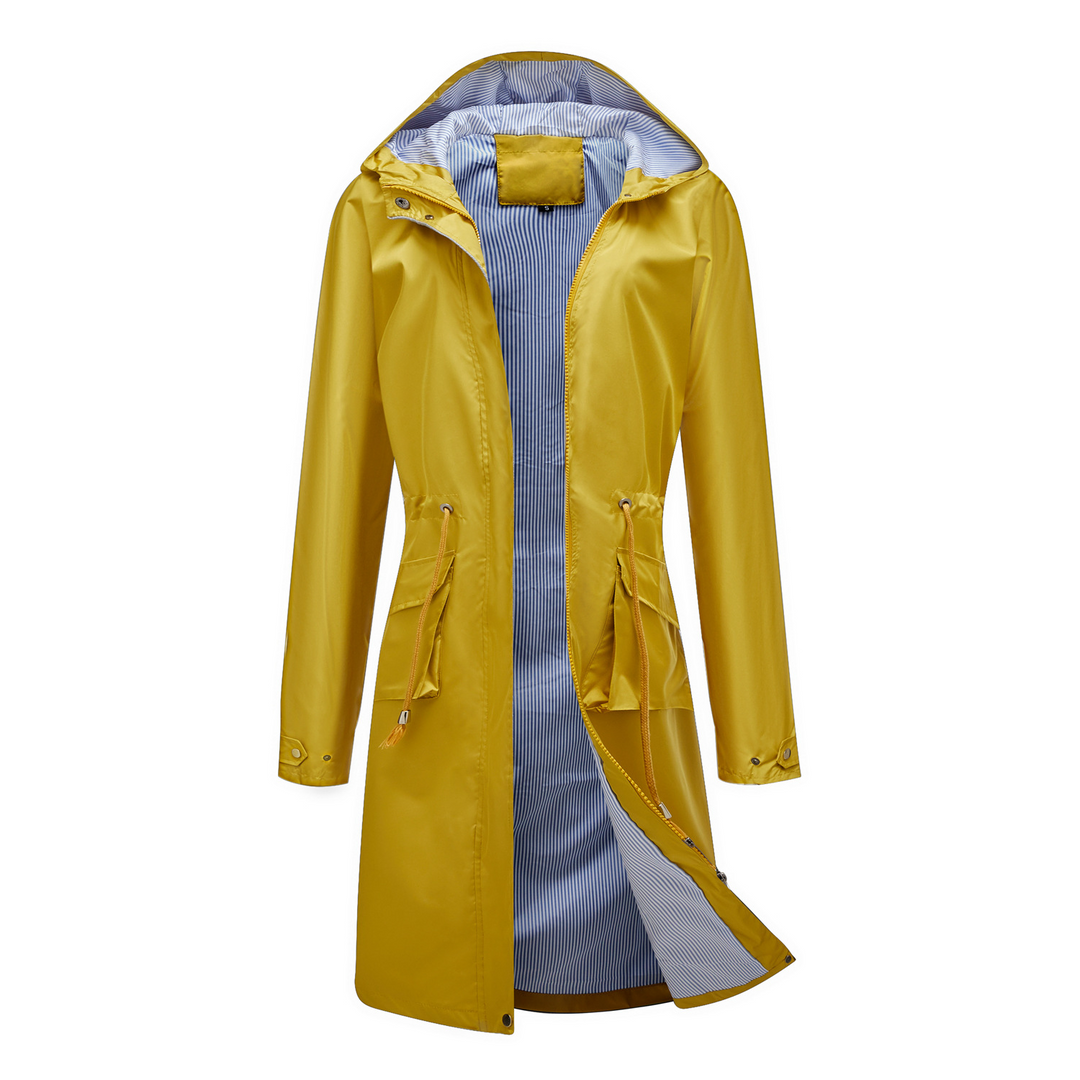 Women's Waterproof Jacket in Classic Trench Style in Yellow