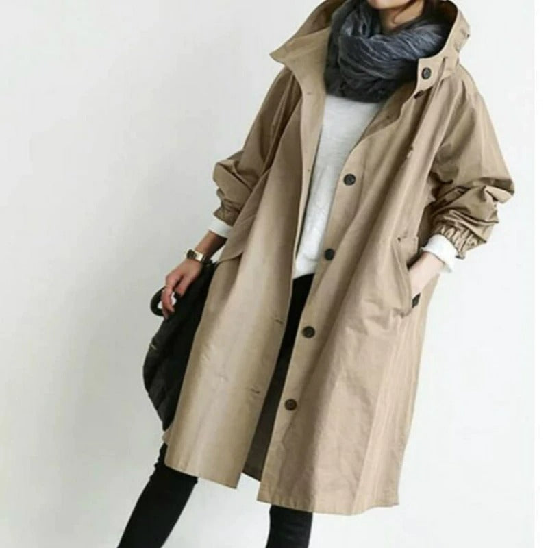 Women's Waterproof Jacket Trench Mid-Length in Brown