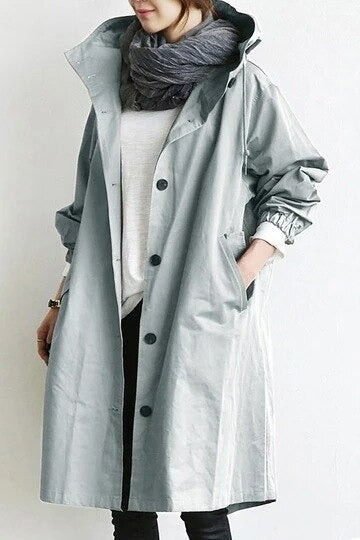 Women's Waterproof Jacket Trench Mid-Length in Light Blue