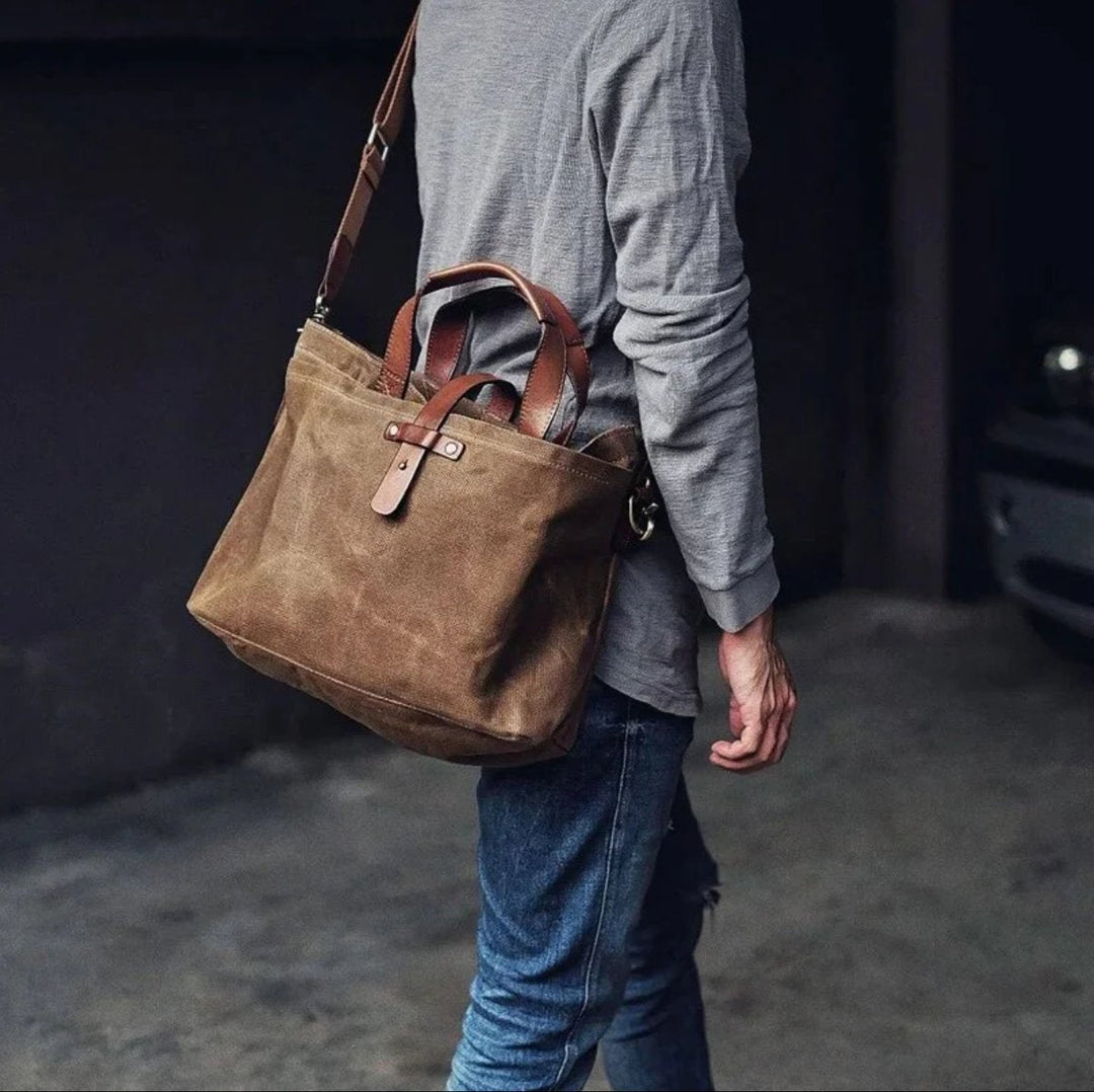 Women's Waxed Canvas Crossbody Tote Bag (3)
