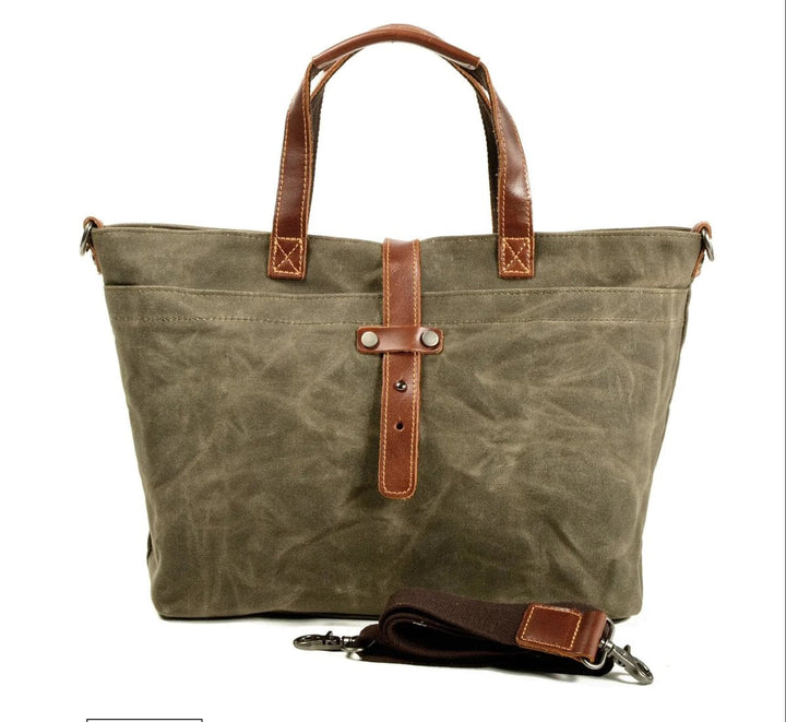 Women's Waxed Canvas Crossbody Tote Bag in Salbeiholz