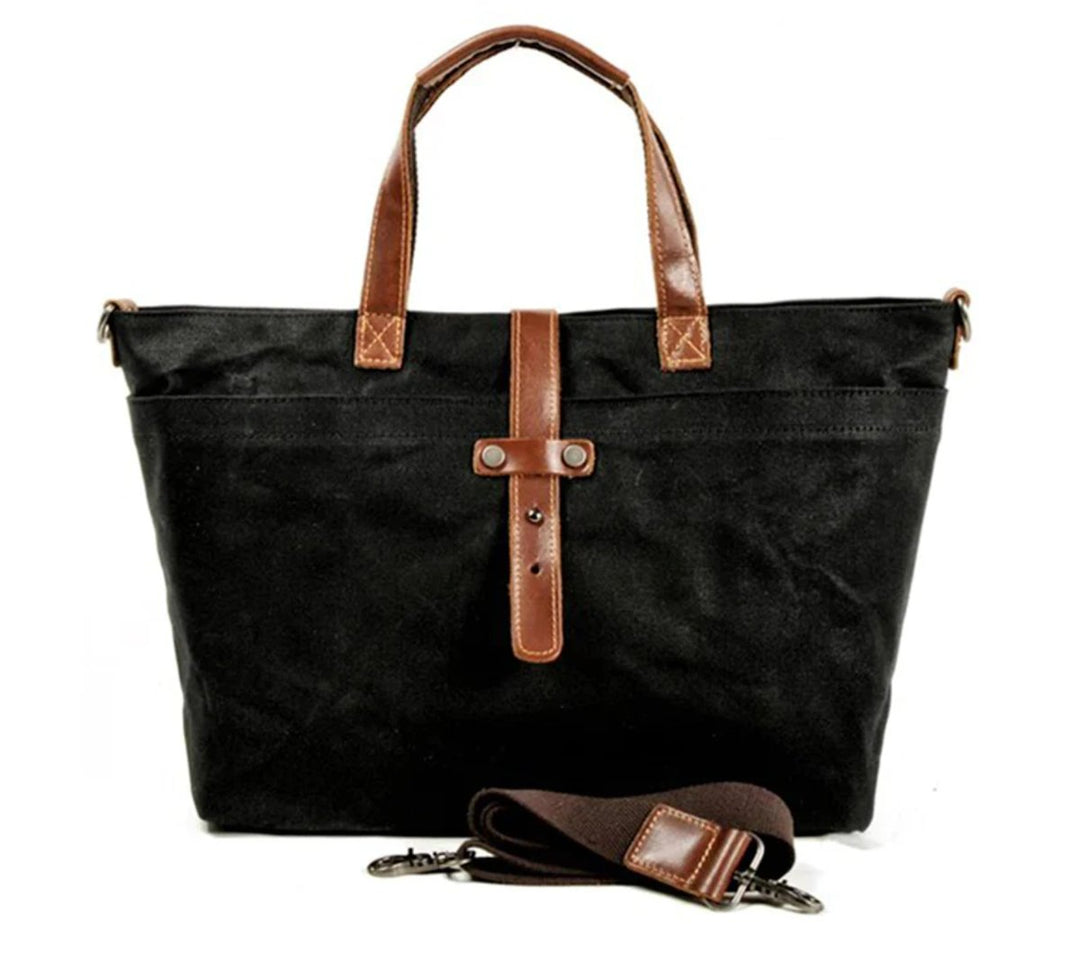 Women's Waxed Canvas Crossbody Tote Bag in Steinkohlebergwerk