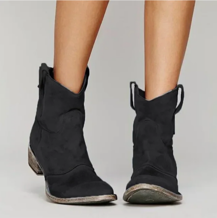 Women's Western Suede Leather Boots in Black