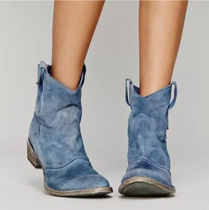 Women's Western Suede Leather Boots in Blue