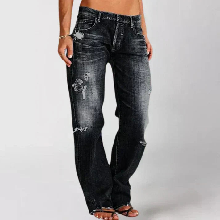 Women's Wide Leg Jeans in Soft Denim in Black