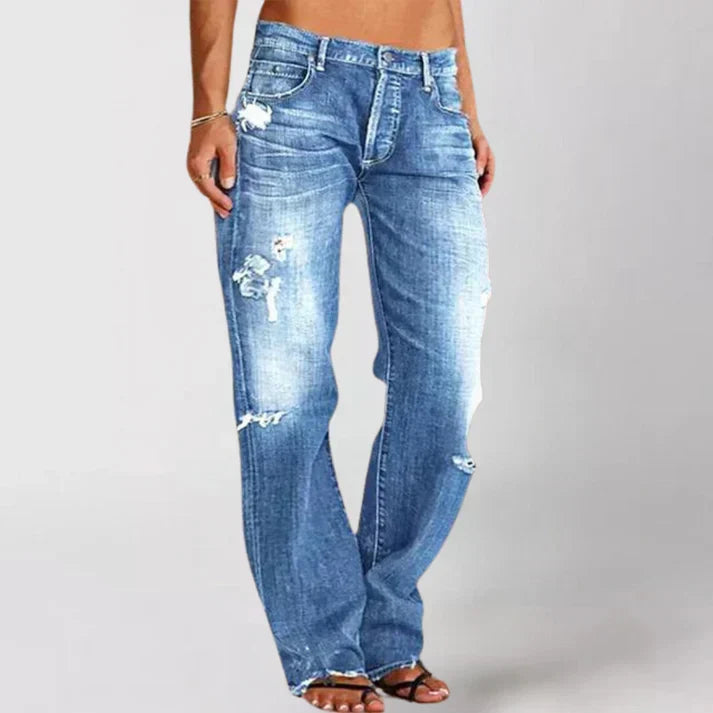 Women's Wide Leg Jeans in Soft Denim in Blue