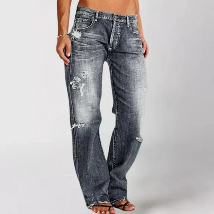Women's Wide Leg Jeans in Soft Denim in Grey