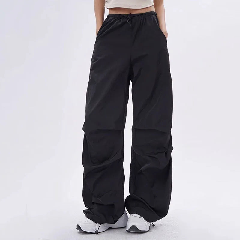 Women's Wide Leg Pants for Casual Streetwear in Black