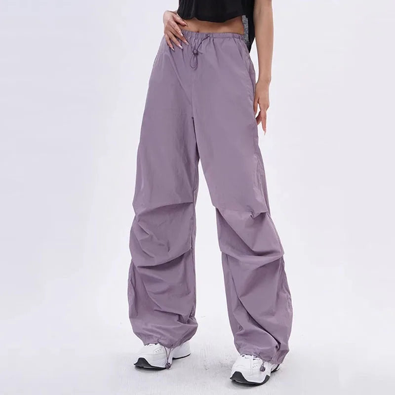 Women's Wide Leg Pants for Casual Streetwear in Purple