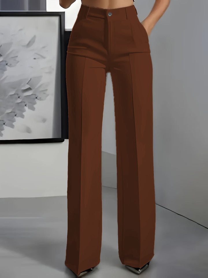 Women's Wide Leg Pants for Office Work in Brown