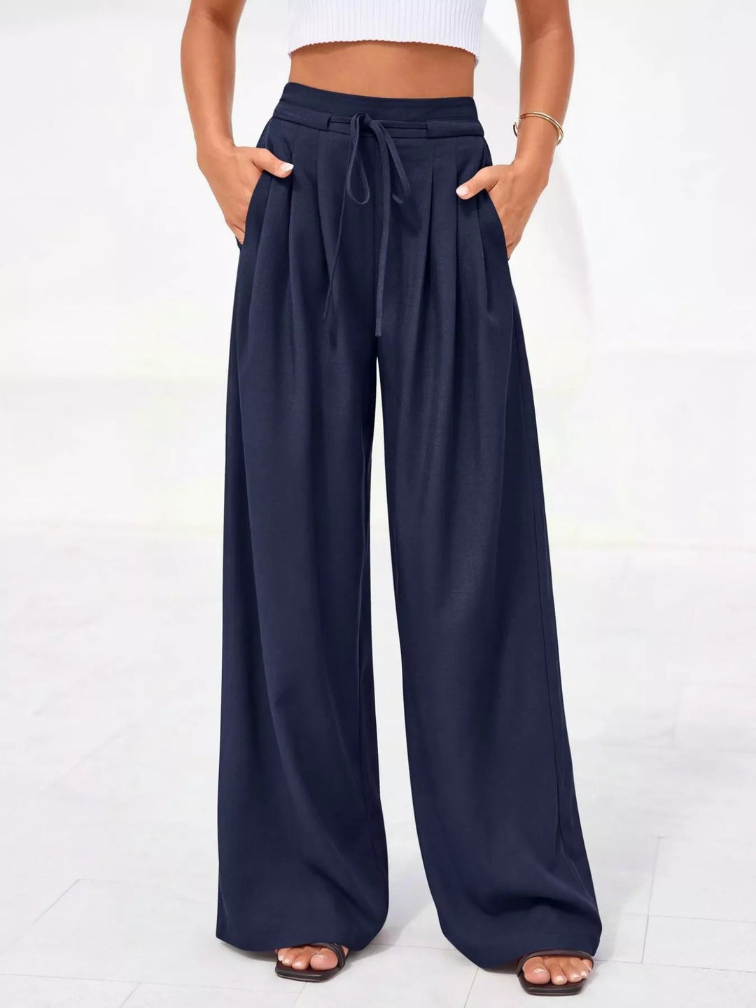 Women's Wide Leg Pants with Front Pleats (18)