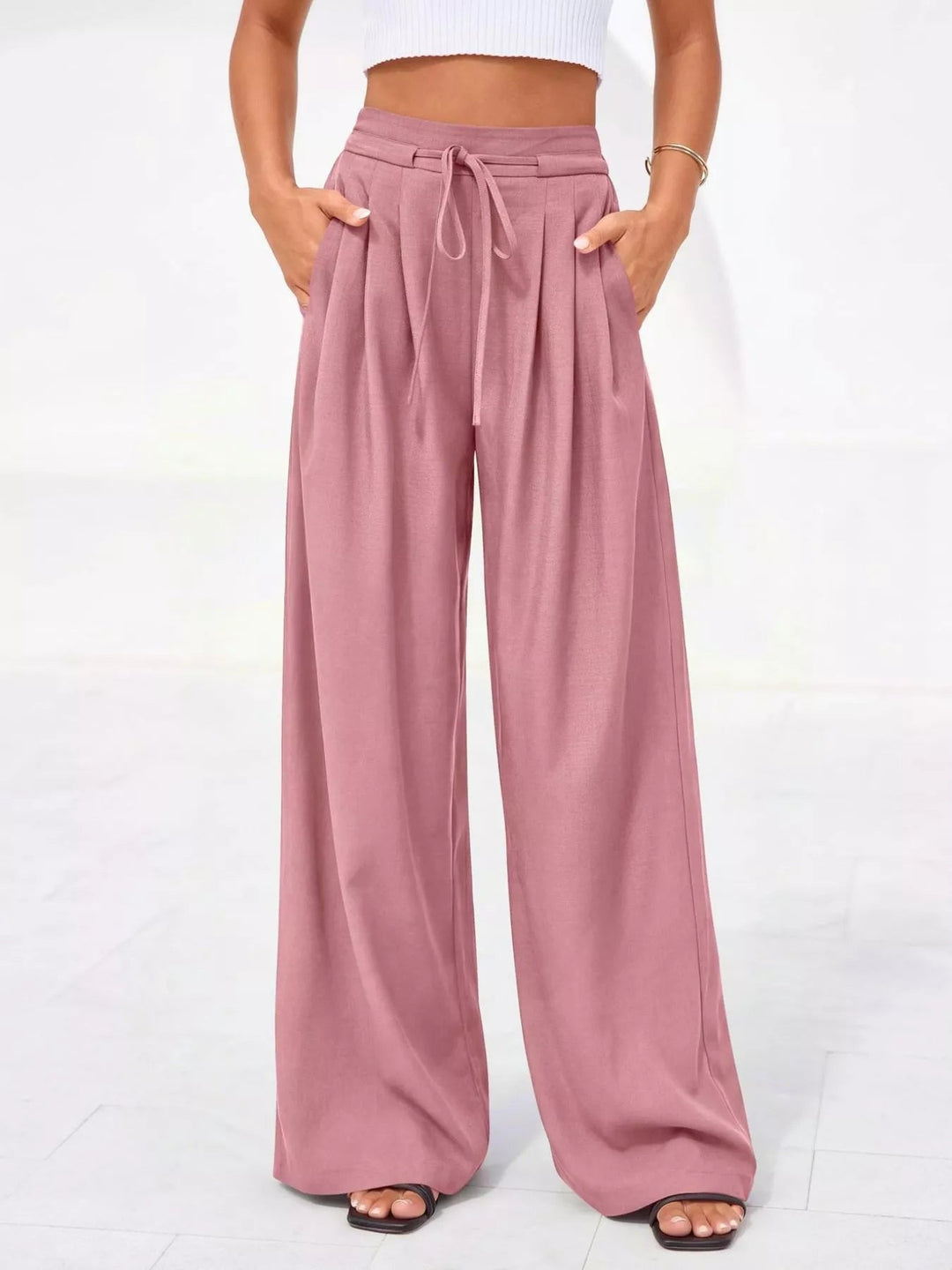 Women's Wide Leg Pants with Front Pleats (3)