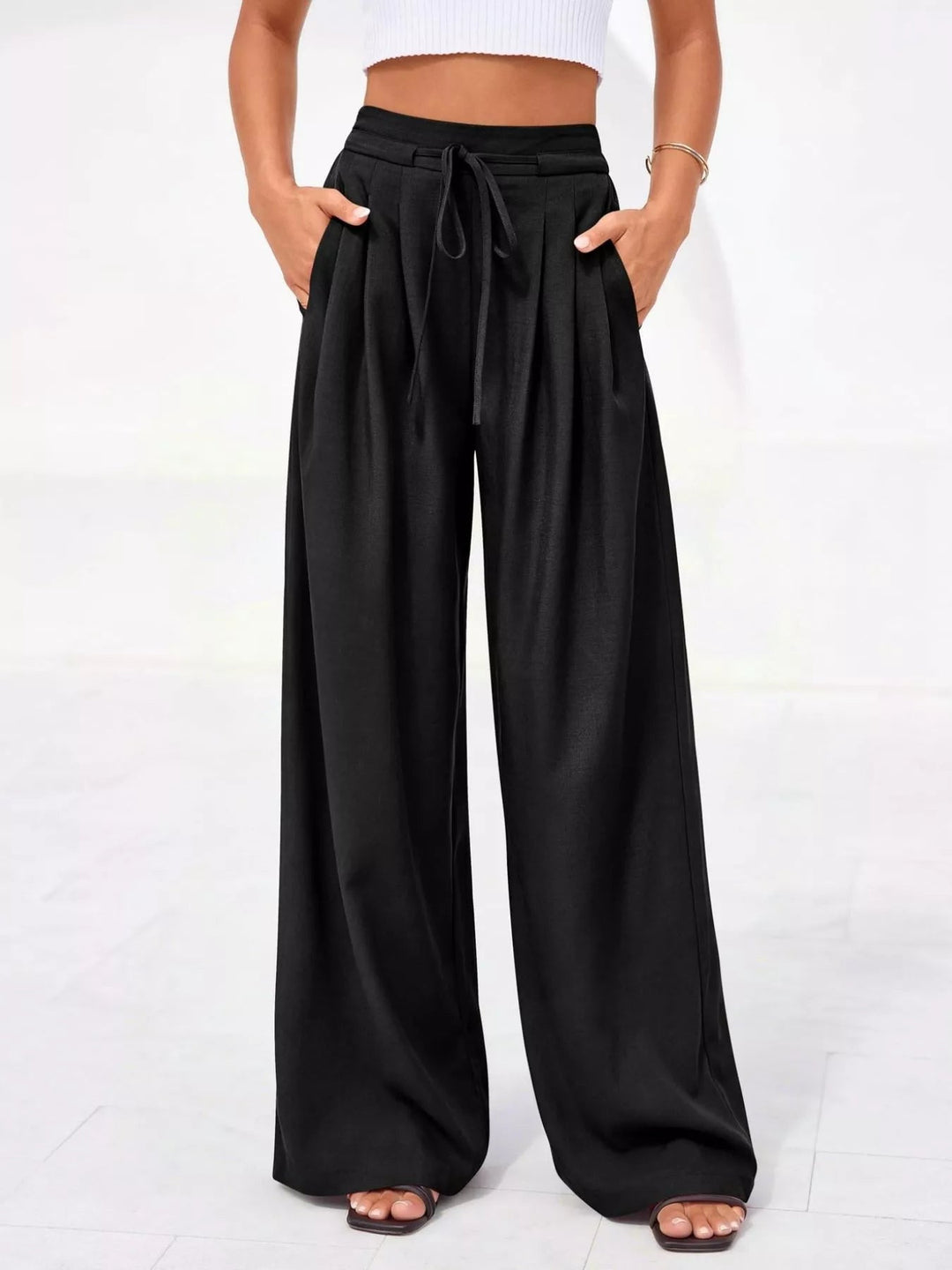 Women's Wide Leg Pants with Front Pleats (6)