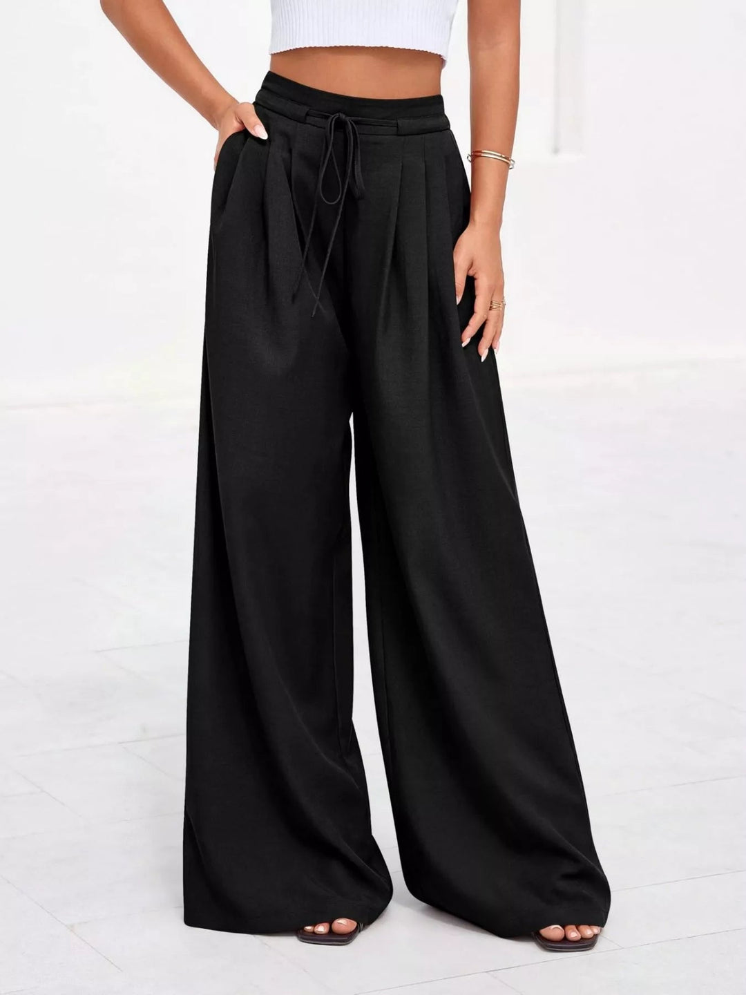 Women's Wide Leg Pants with Front Pleats (7)