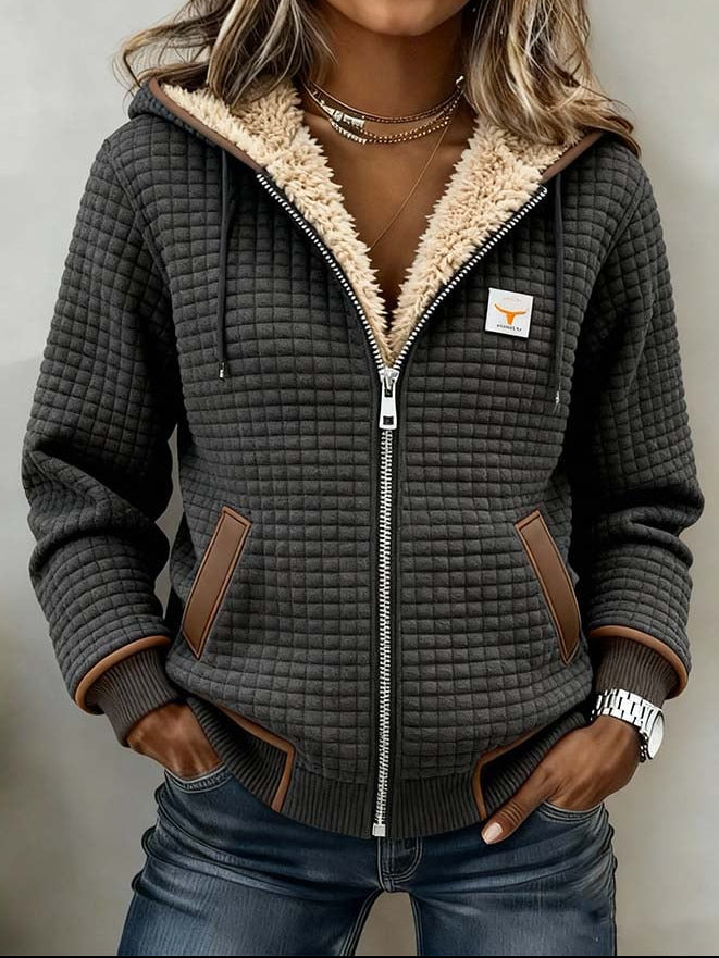 Women's Windproof Padded Fleece Jacket for Autumn