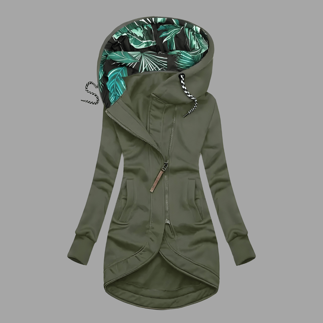 Women's Windproof Winter Coat for Everyday Wear in Green