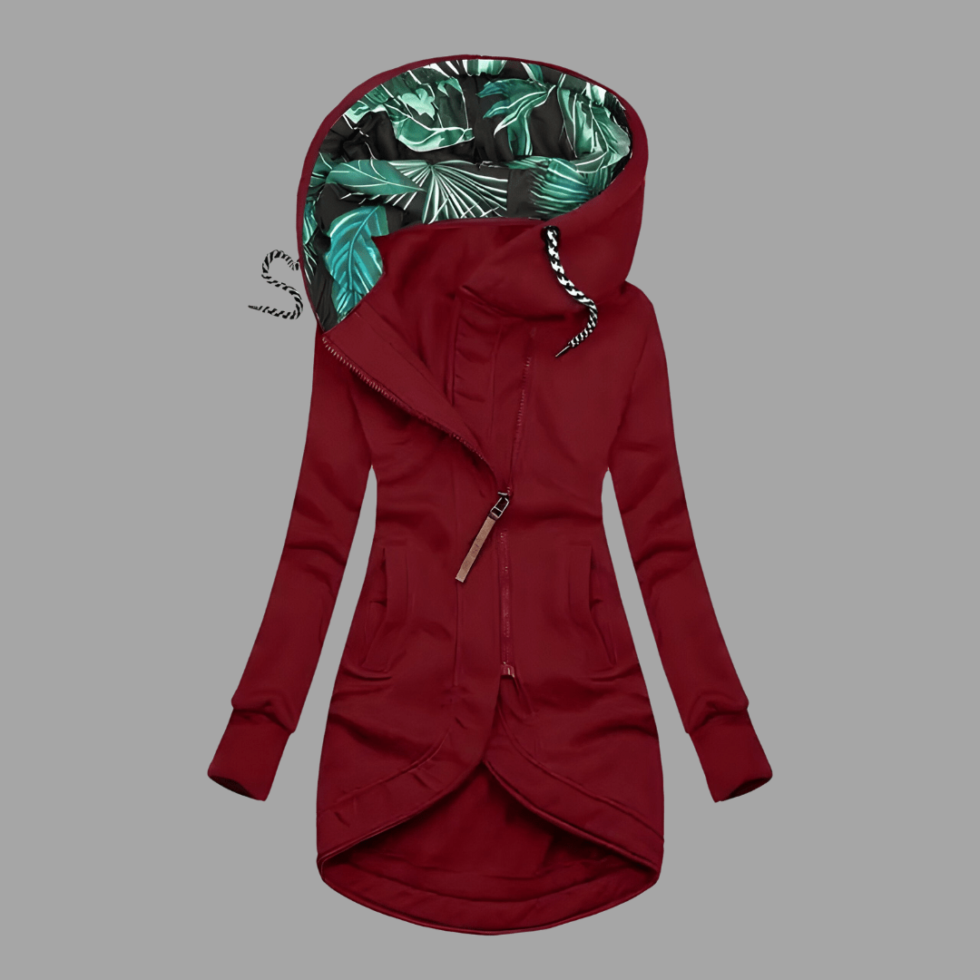 Women's Windproof Winter Coat for Everyday Wear in Red