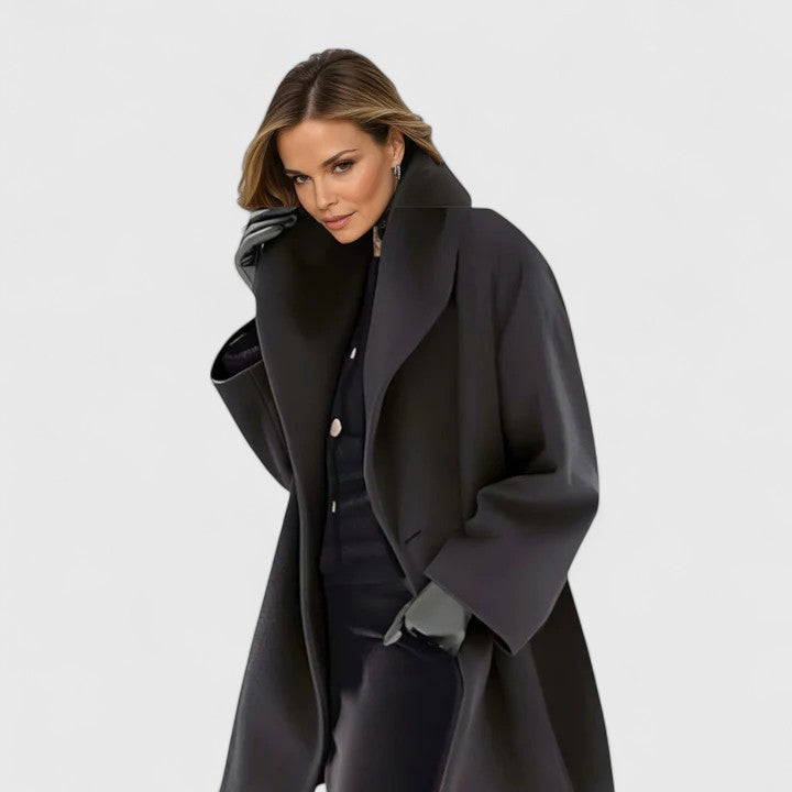 Women's Windproof Winter Coat with Relaxed Fit in Black