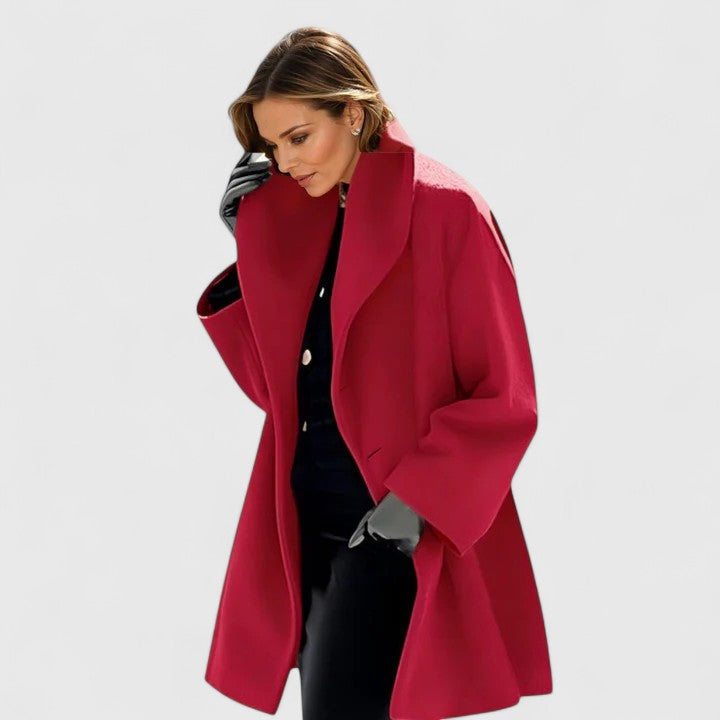 Women's Windproof Winter Coat with Relaxed Fit in Red